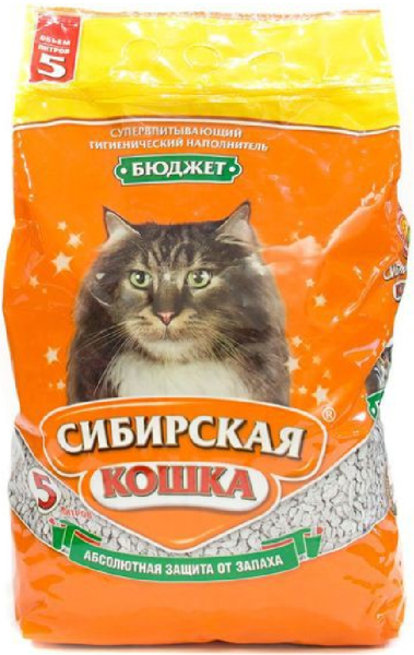 Наполнитель для кошачьего туалета СИБИРСКАЯ КОШКА Бюджет впитывающий 5л